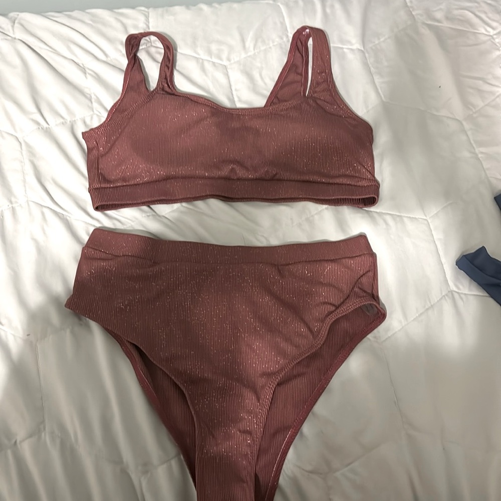 Brown High Rise Swim Set